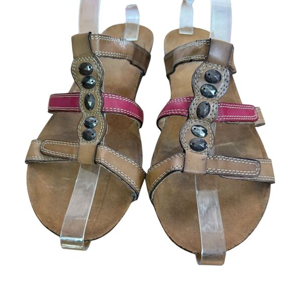 Clarks Bendables Womens Strappy Brown Red Slides Open Toe Sandals Flats Shoes 10 - Picture 6 of 16